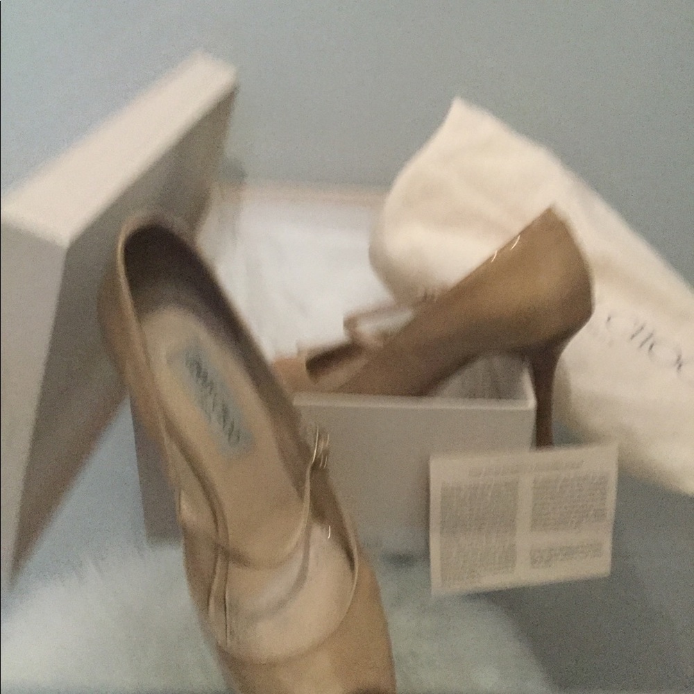 Nude Jimmy Choo peep toe Amina pumps size 38 - Picture 2 of 8